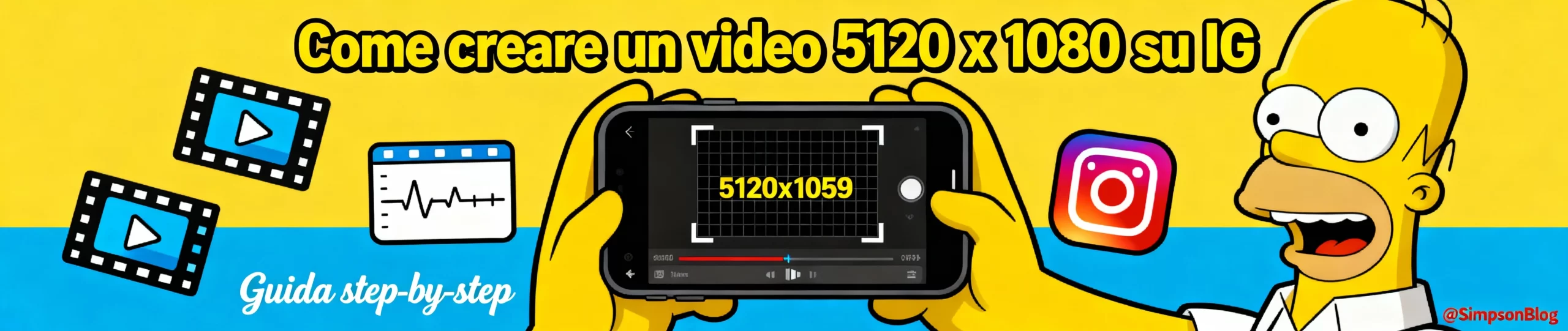 Reel ultra-wide 5120×1080 che occupa una striscia orizzontale nel feed di Instagram